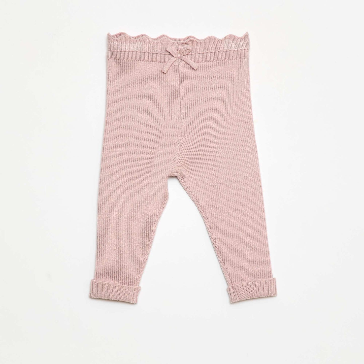 Ribbed Leggings with Decorative Bow PURPLE