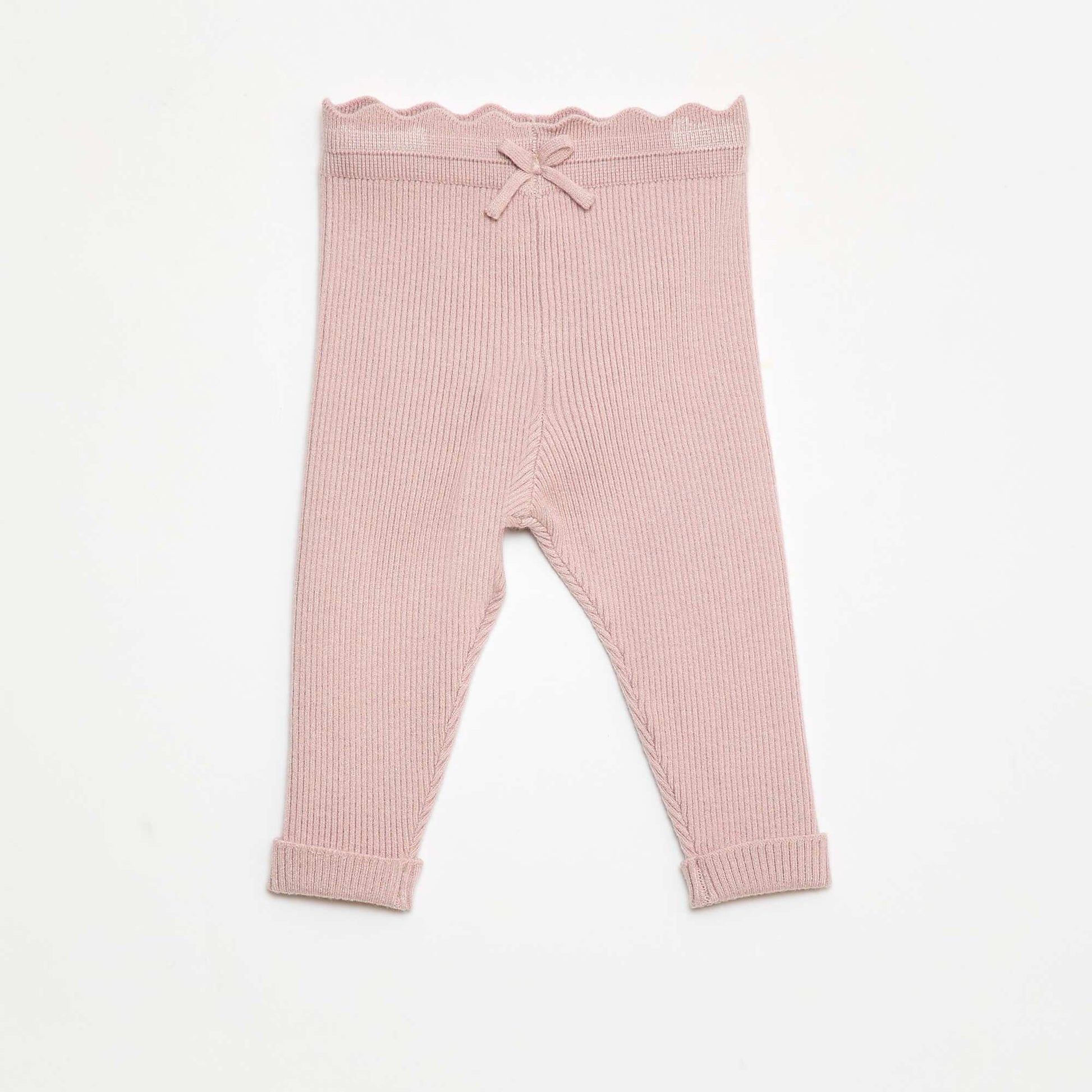 Ribbed Leggings with Decorative Bow PURPLE
