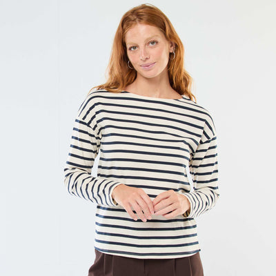 Striped Long-Sleeve Jersey T-Shirt WHITE