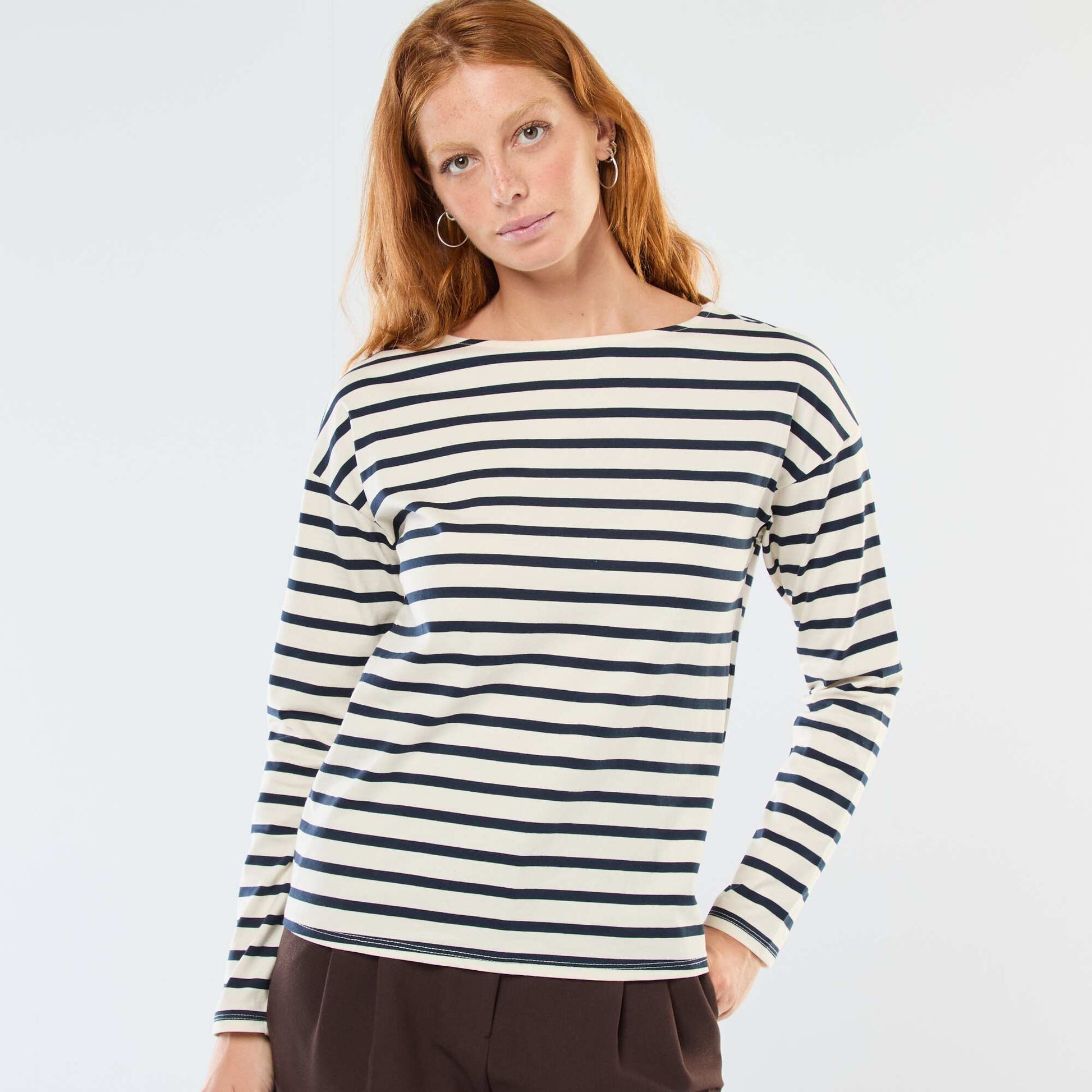 Striped Long-Sleeve Jersey T-Shirt WHITE