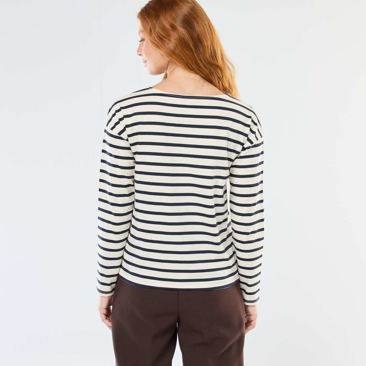 Striped Long-Sleeve Jersey T-Shirt WHITE
