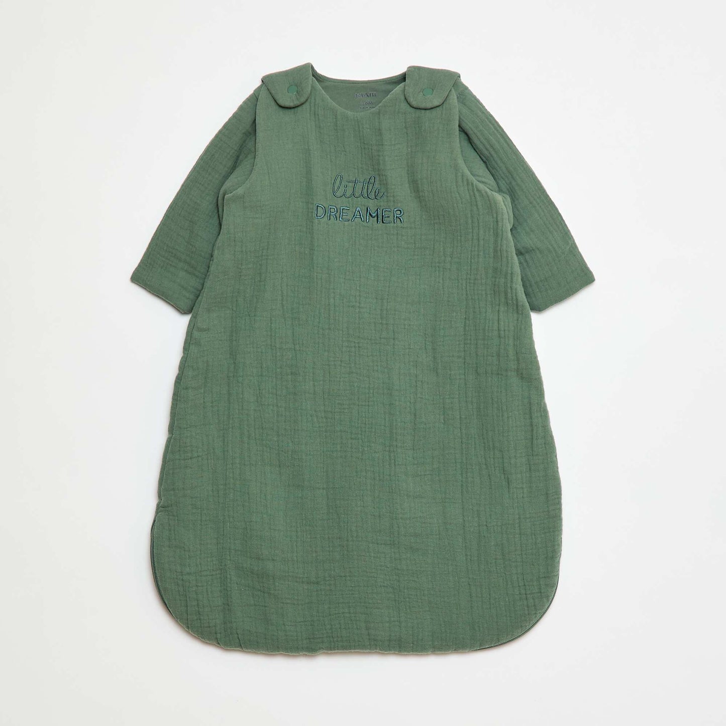 Cotton Gauze Sleeping Bag with Detachable Sleeves TOG 2.5 GREEN