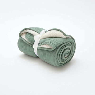 Cotton gauze and fleece blanket GREEN