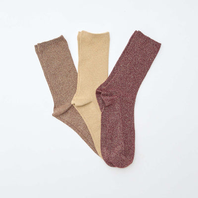 3-Pack of Fancy Cotton Socks BROWN
