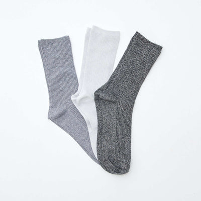 3-Pack of Fancy Cotton Socks GREY