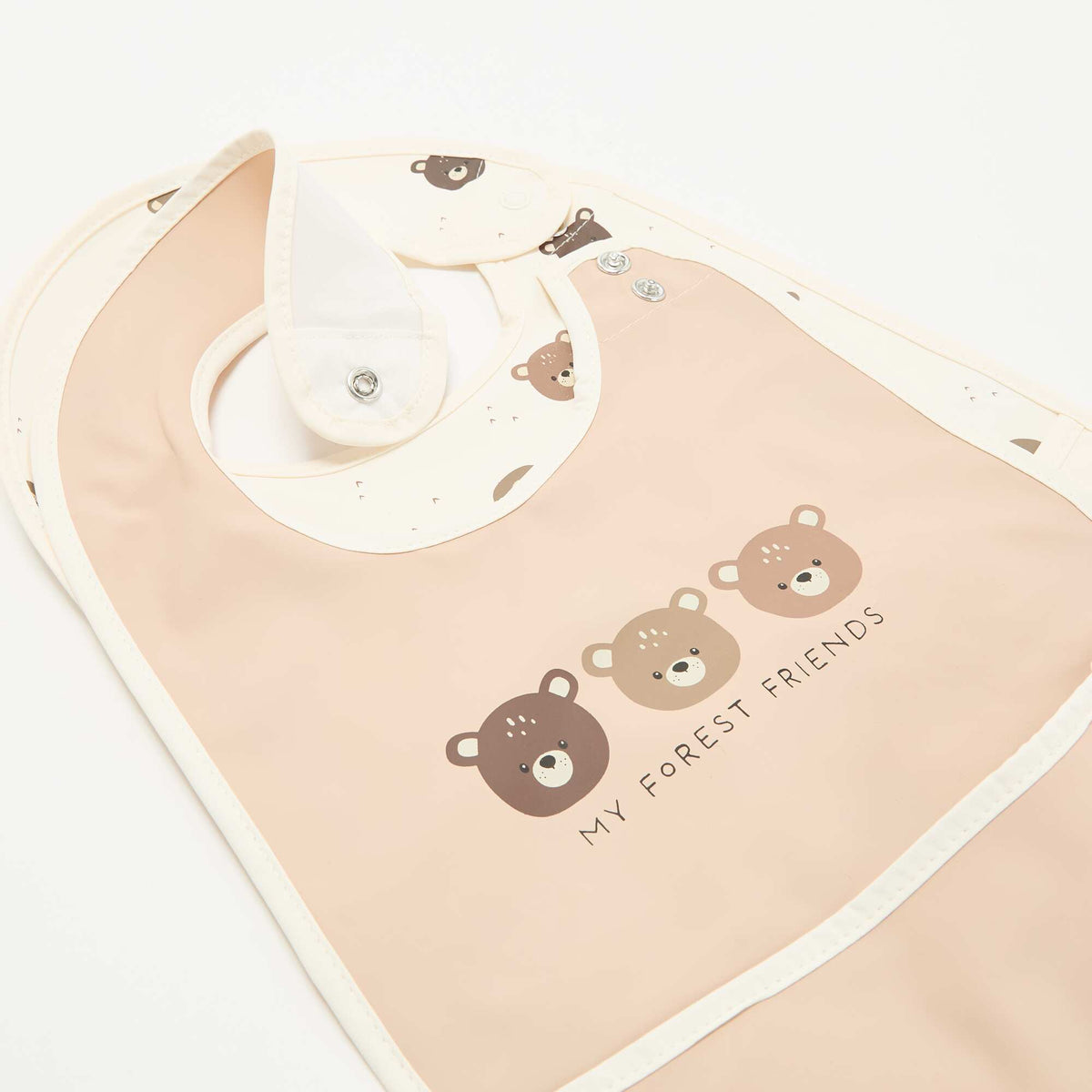 Set of 2 waterproof bibs with print BEIGE