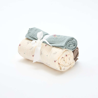 Pack of 3 cotton gauze squares WHITE