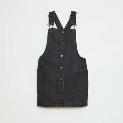 Denim dungaree dress GREY