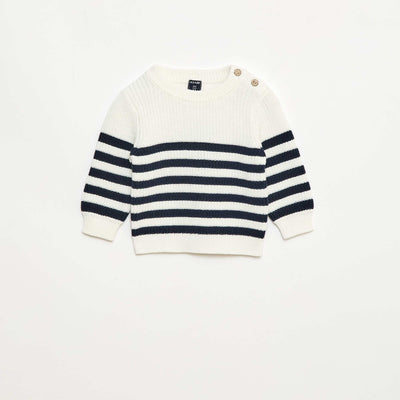 Striped Cotton Sweater BLUE