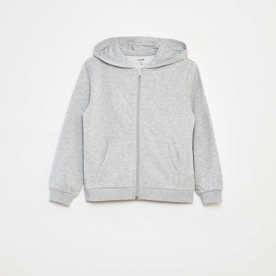 Plain zip-up hooded sweatshirt GREY