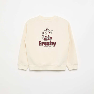 Printed loose-fit sweatshirt BEIGE