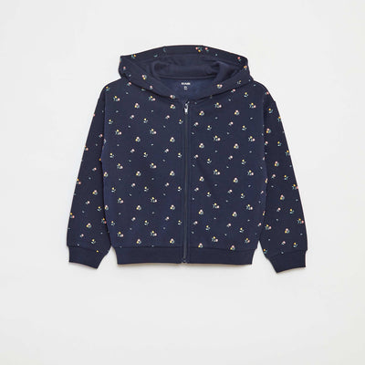 Zip-up hoodie with print BLUE