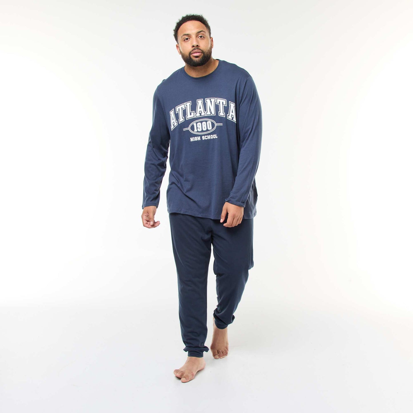 Long Jersey Pajama Set - T-Shirt + Pants - 2 Pieces BLUE