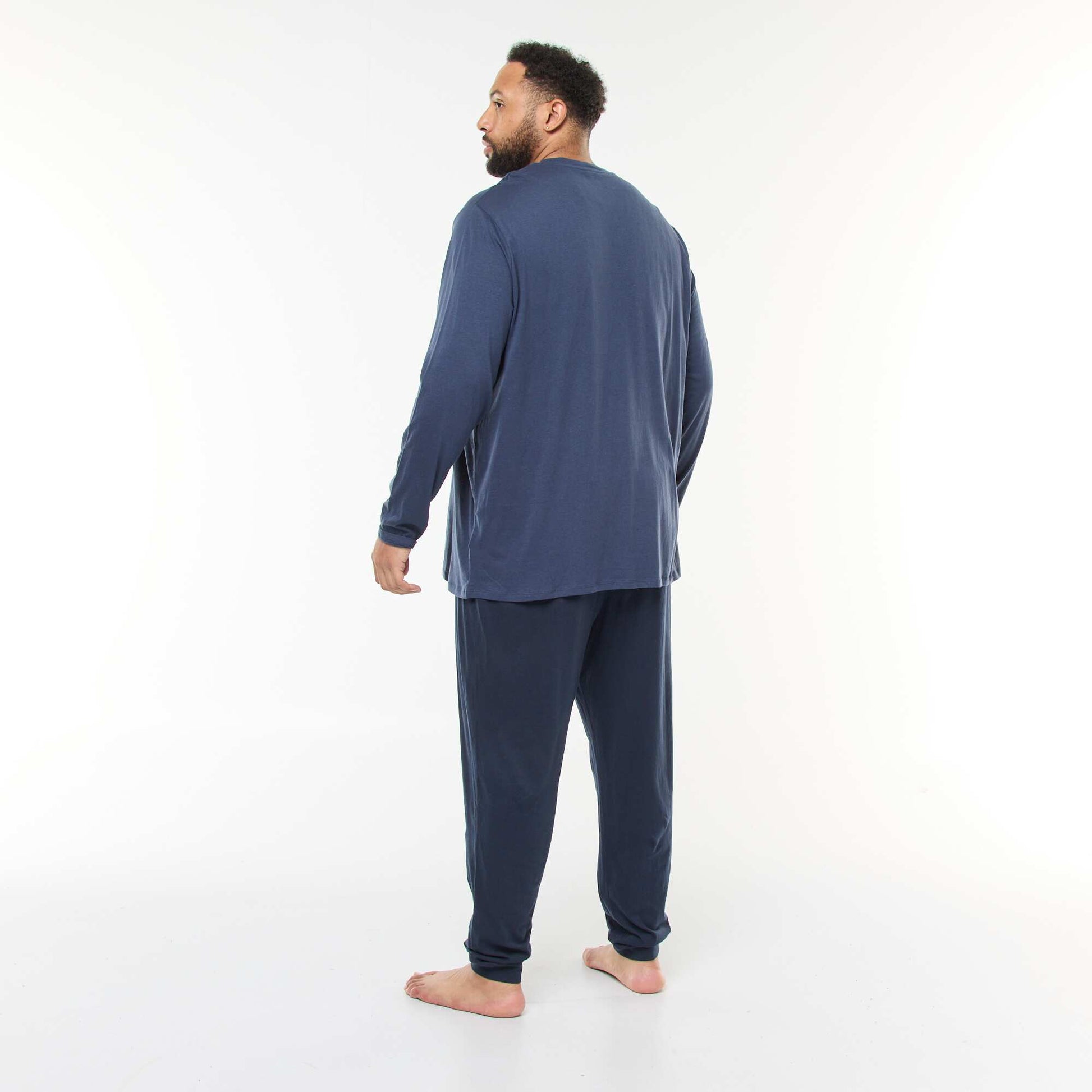 Long Jersey Pajama Set - T-Shirt + Pants - 2 Pieces BLUE