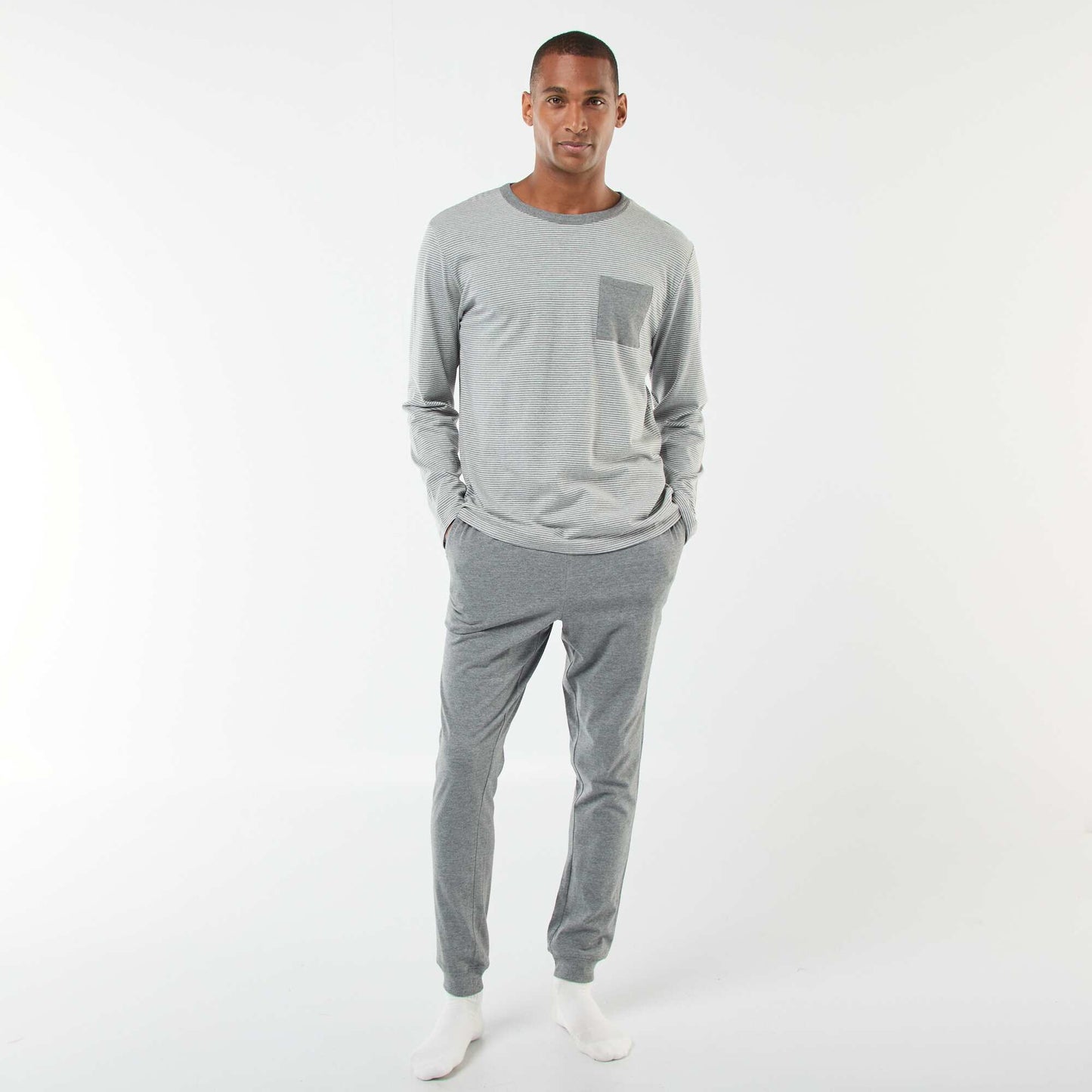 T-shirt + trousers long pyjama set - 2-piece set GREY