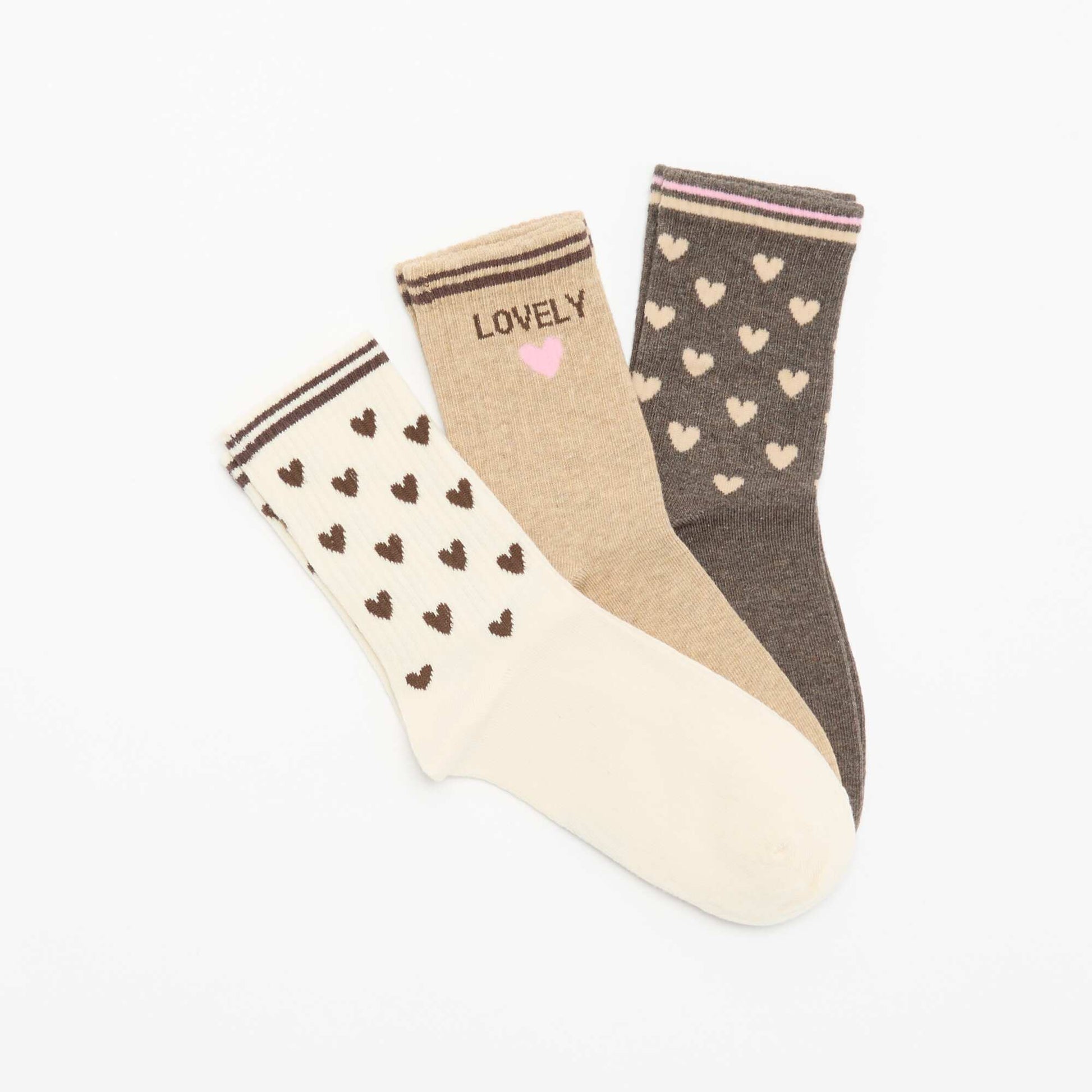 Fancy Ribbed Socks BEIGE