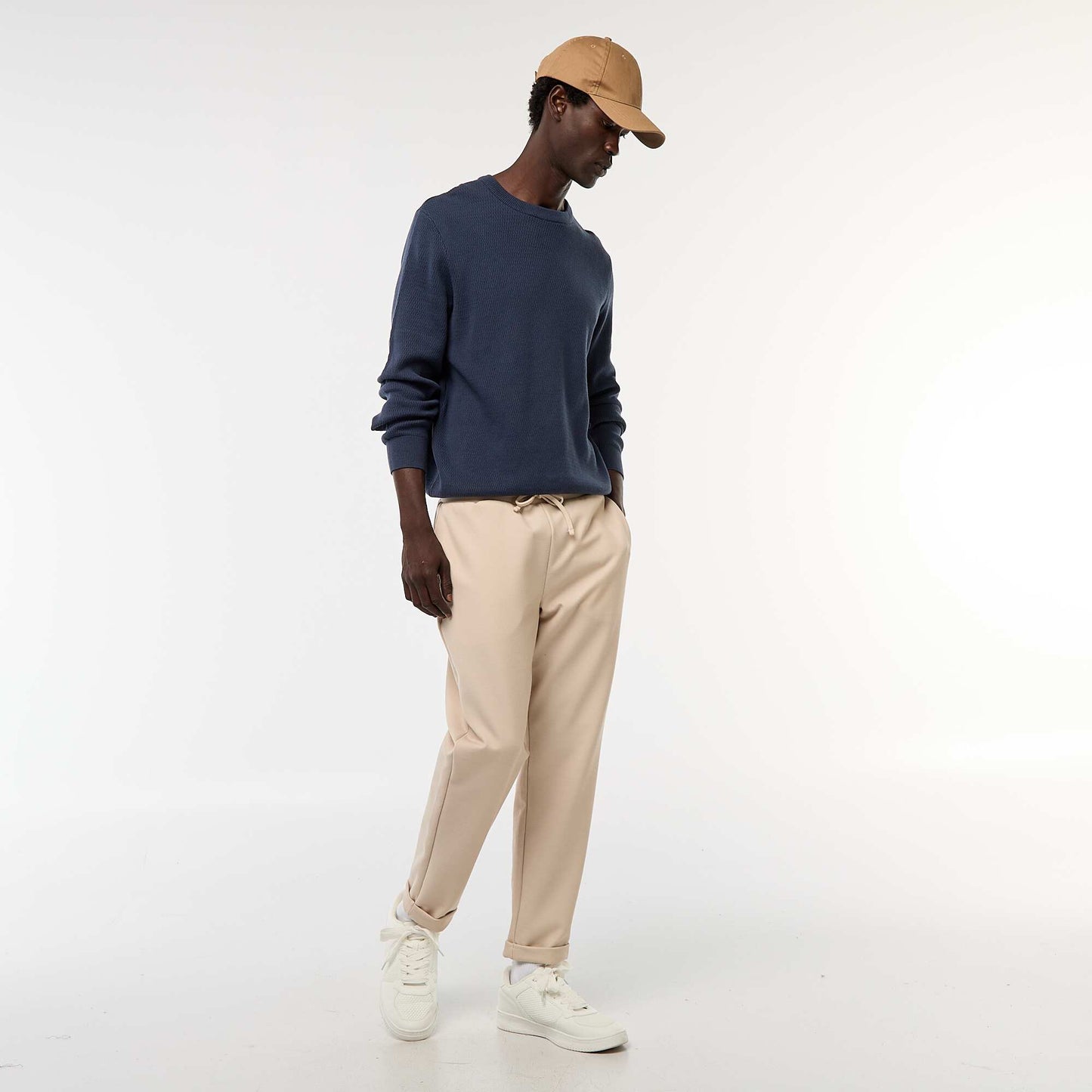Textured Knit Crew Neck Sweater BLUE