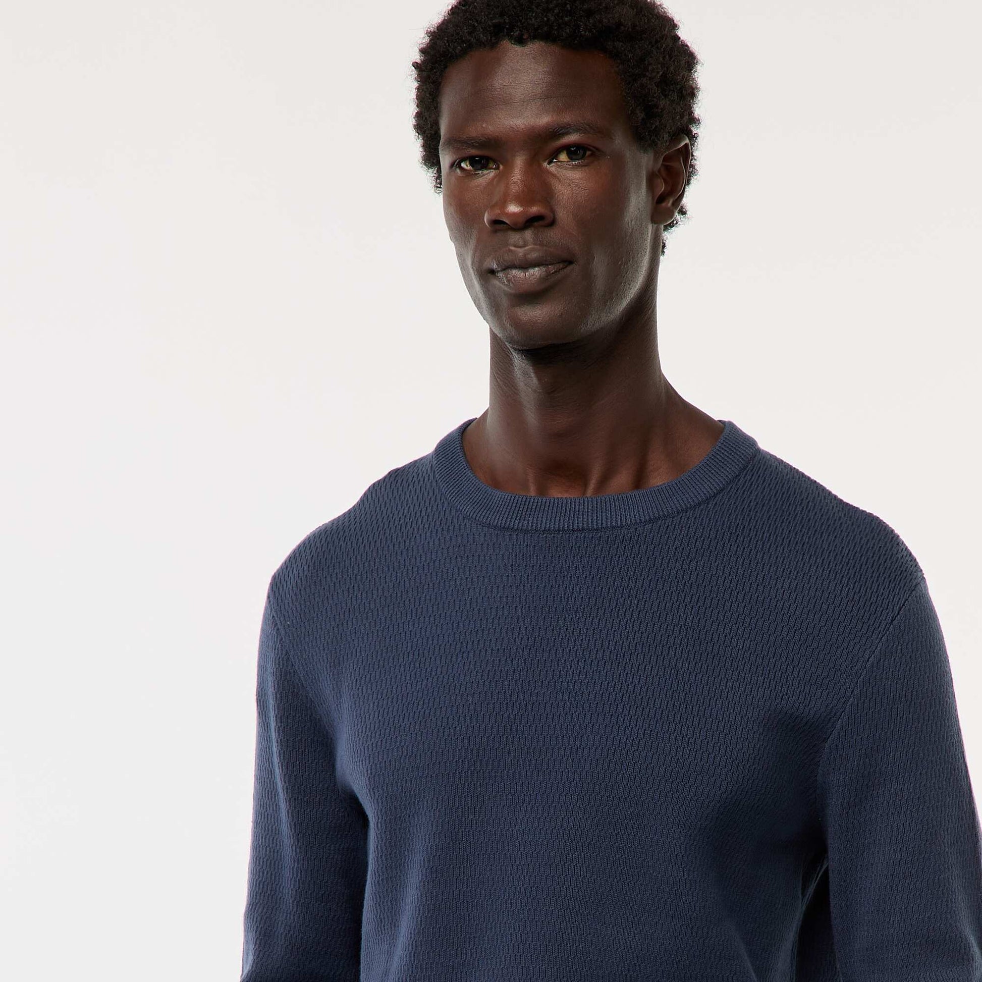 Textured Knit Crew Neck Sweater BLUE