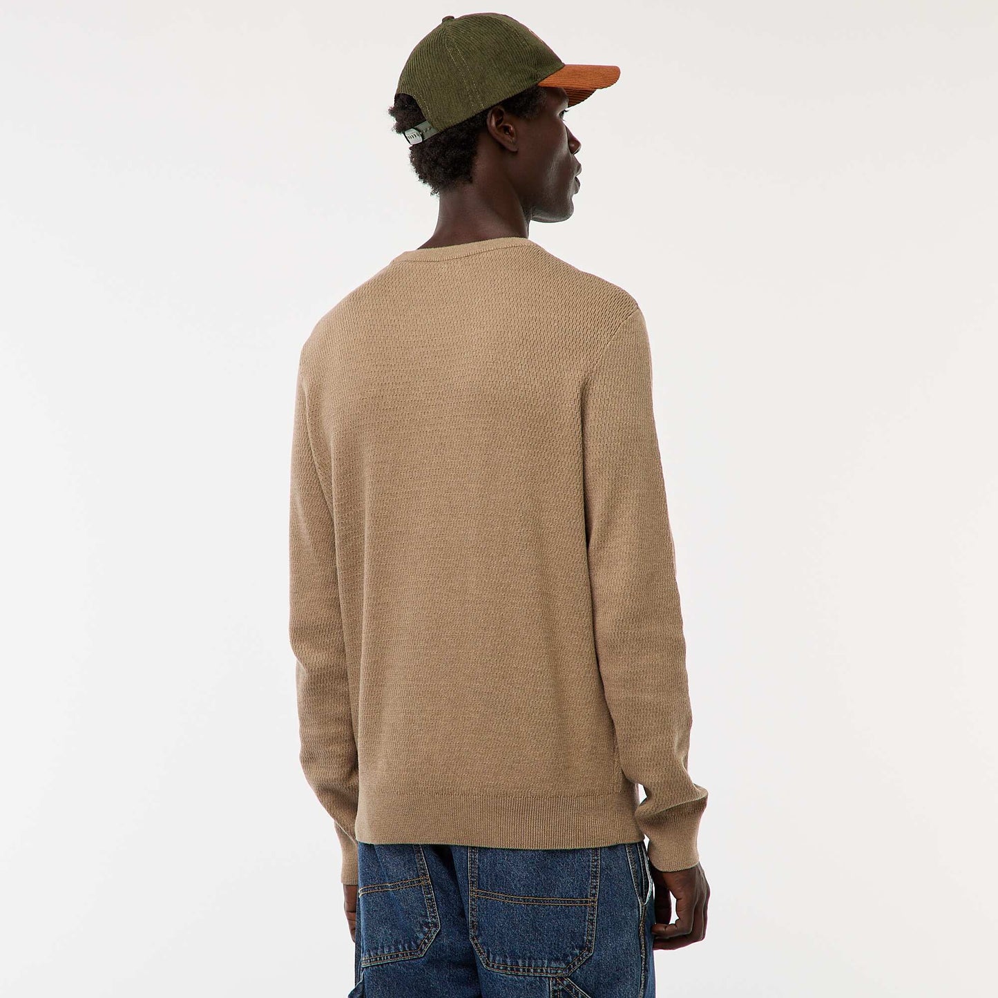 Textured Knit Crew Neck Sweater BROWN