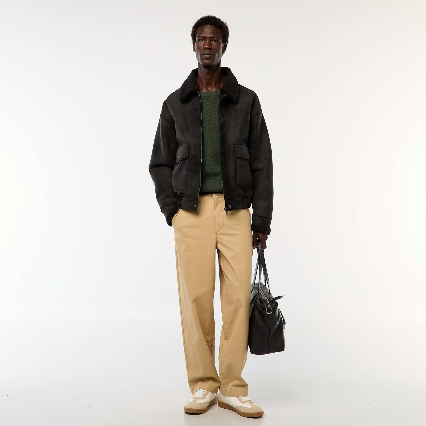 Textured Knit Crew Neck Sweater KHAKI