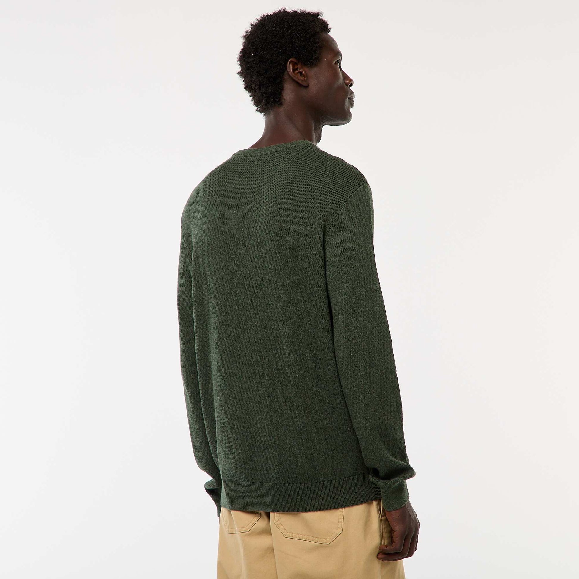 Textured Knit Crew Neck Sweater KHAKI