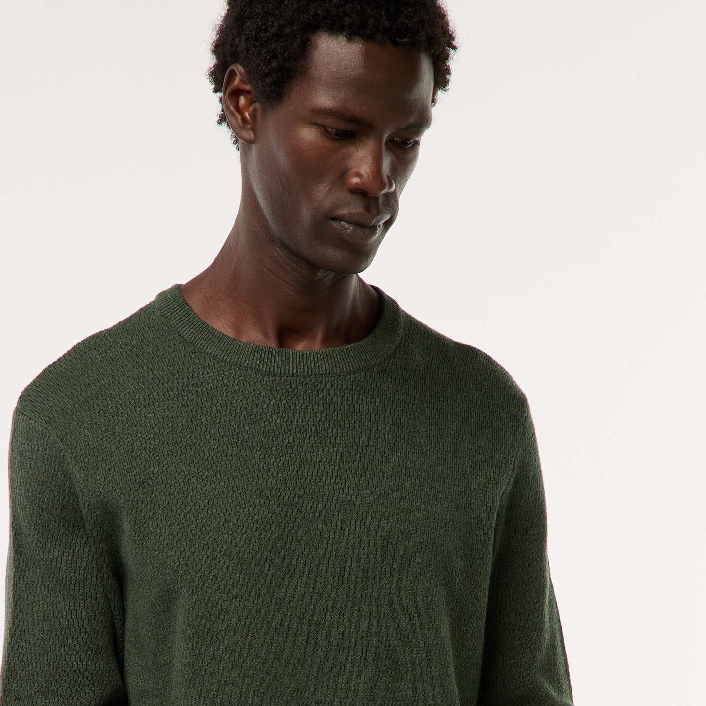 Textured Knit Crew Neck Sweater KHAKI