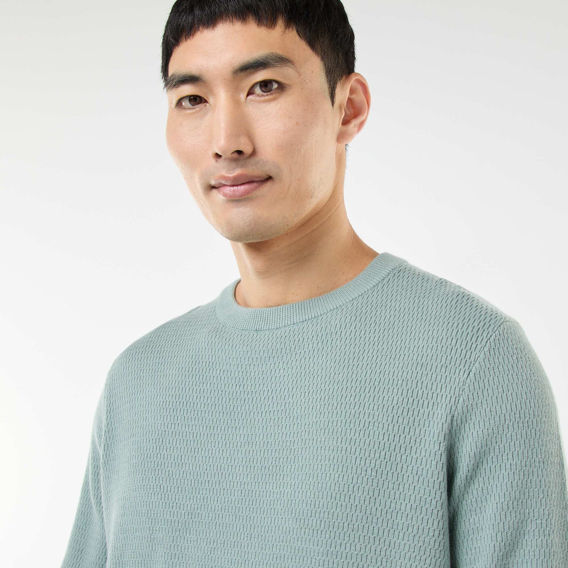 Textured Knit Crew Neck Sweater BLUE
