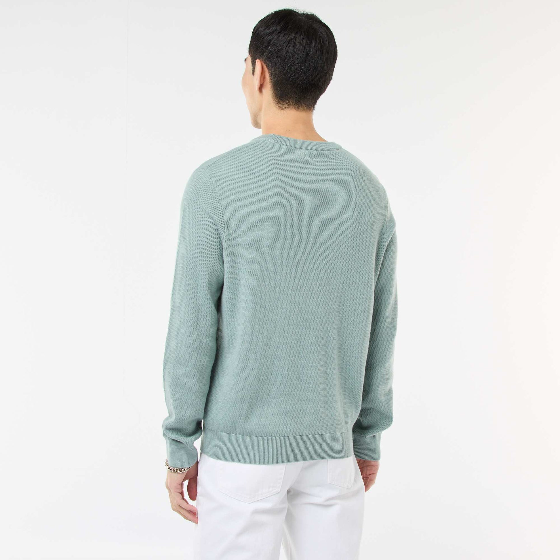 Textured Knit Crew Neck Sweater BLUE