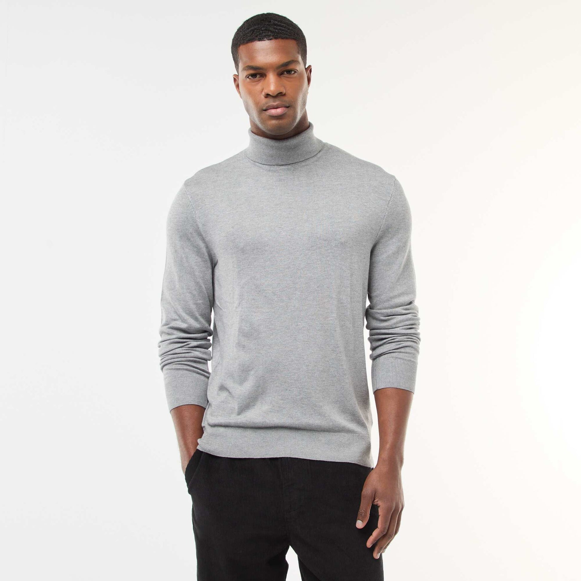 Plain Roll Neck Jumper GREY