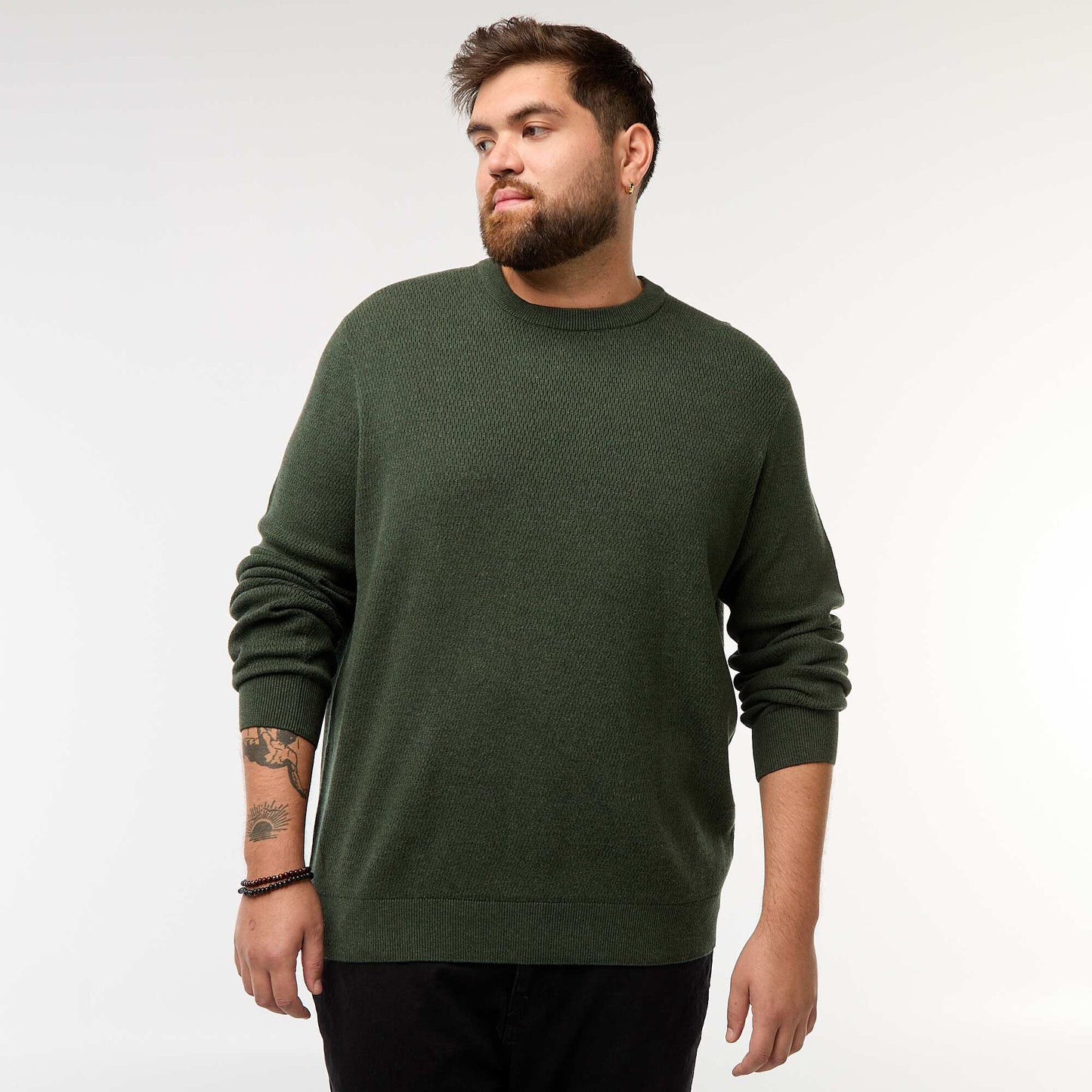 Plain knit sweater KHAKI