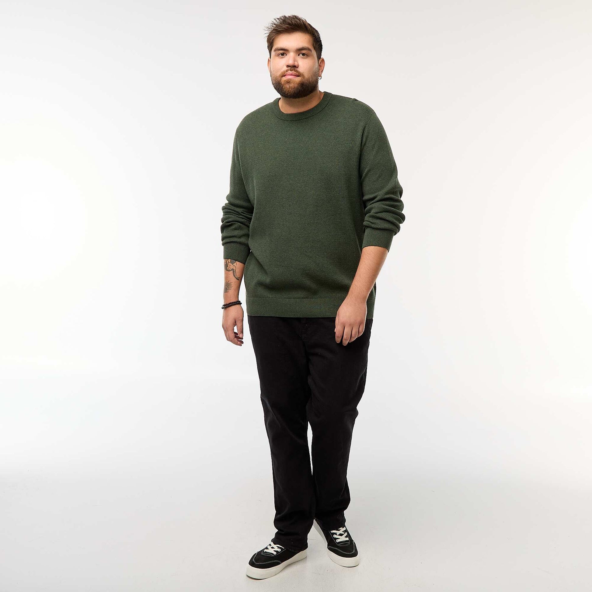 Plain knit sweater KHAKI