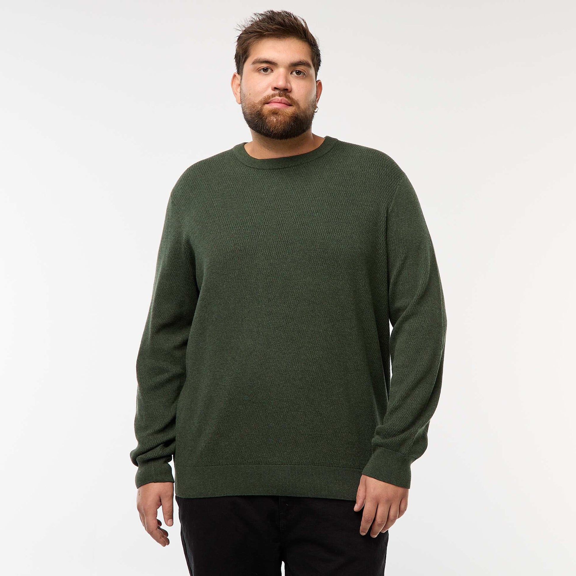 Plain knit sweater KHAKI