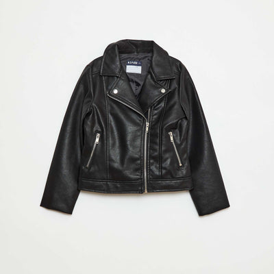 Textured Faux Leather Jacket BLACK
