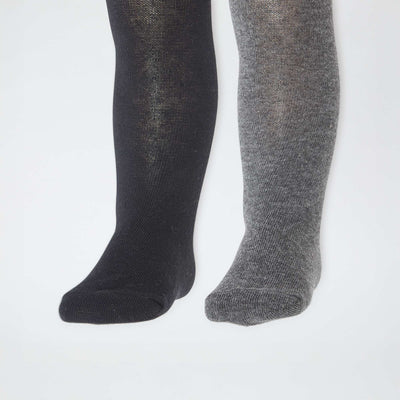 Pack of 2 plain jersey tights BLACK