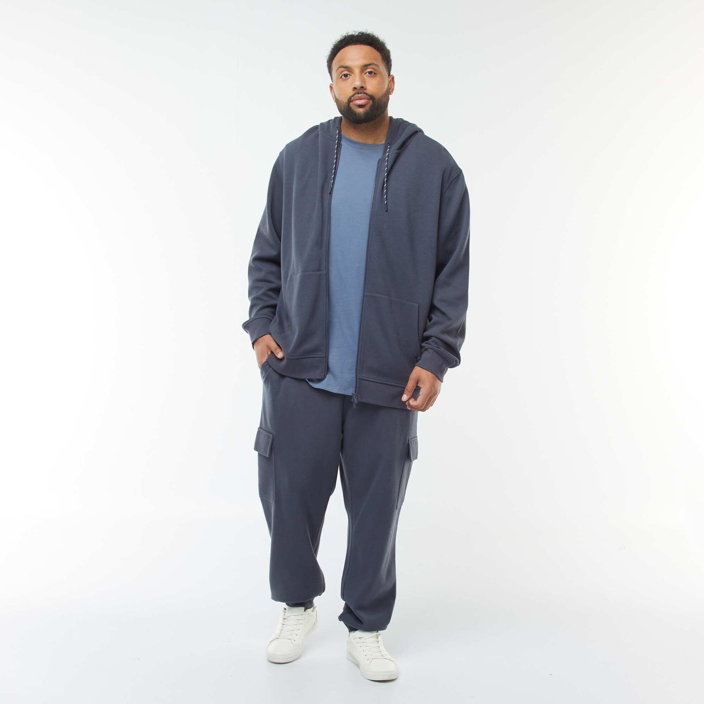 Piqué Knit Joggers with Flap Pockets BLUE