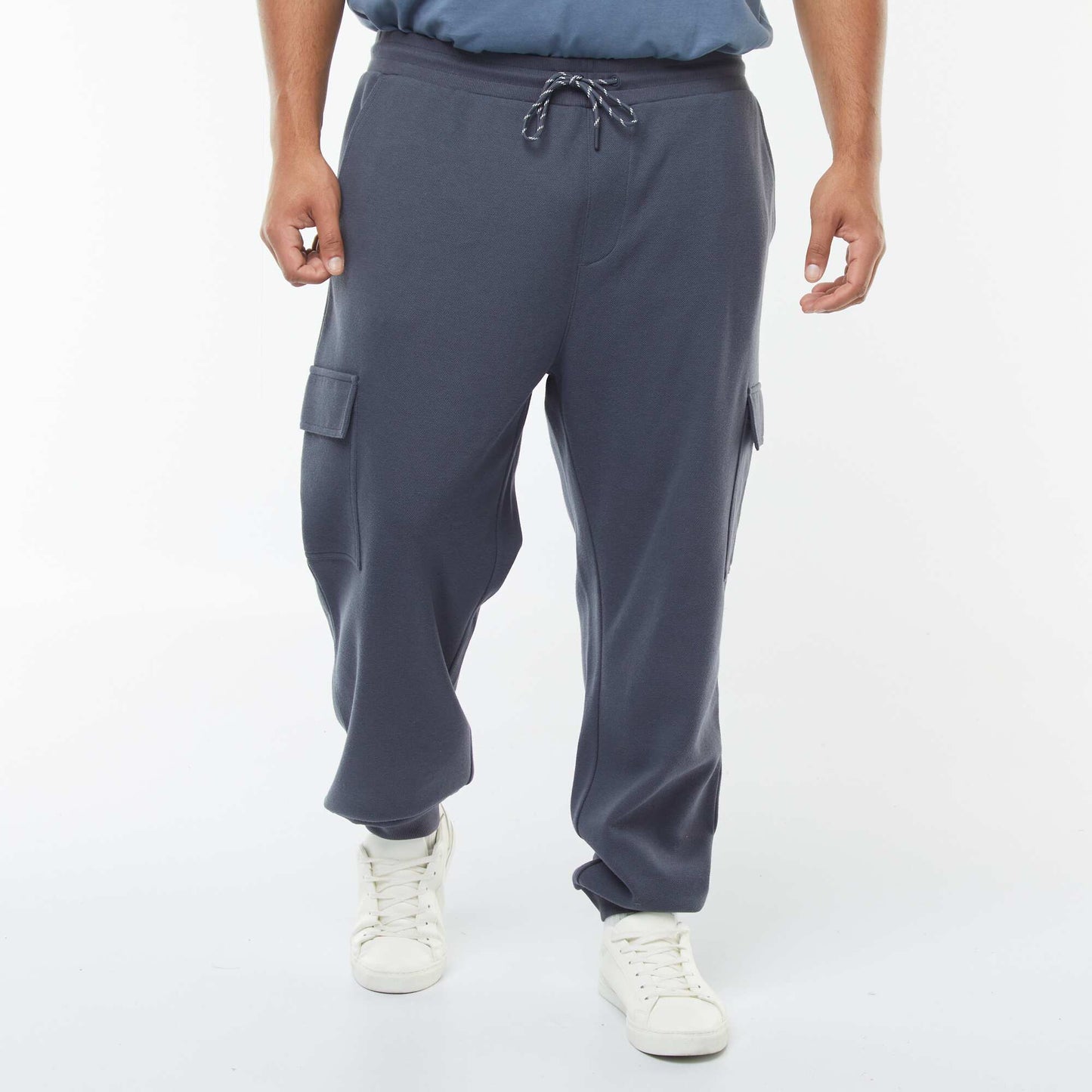 Piqué Knit Joggers with Flap Pockets BLUE