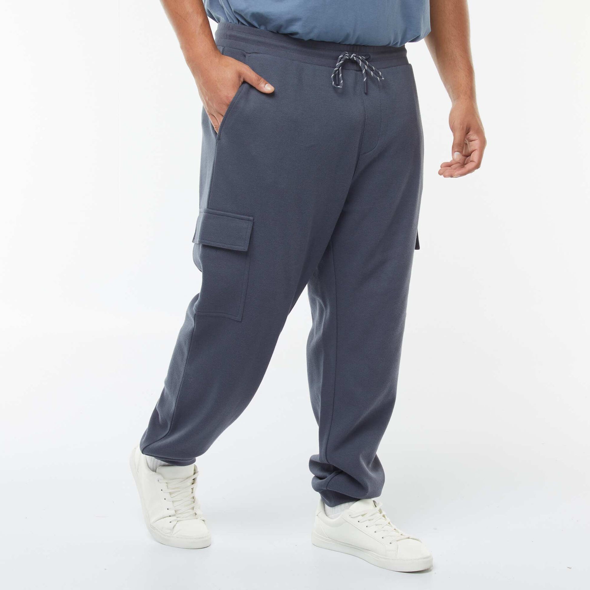 Piqué Knit Joggers with Flap Pockets BLUE