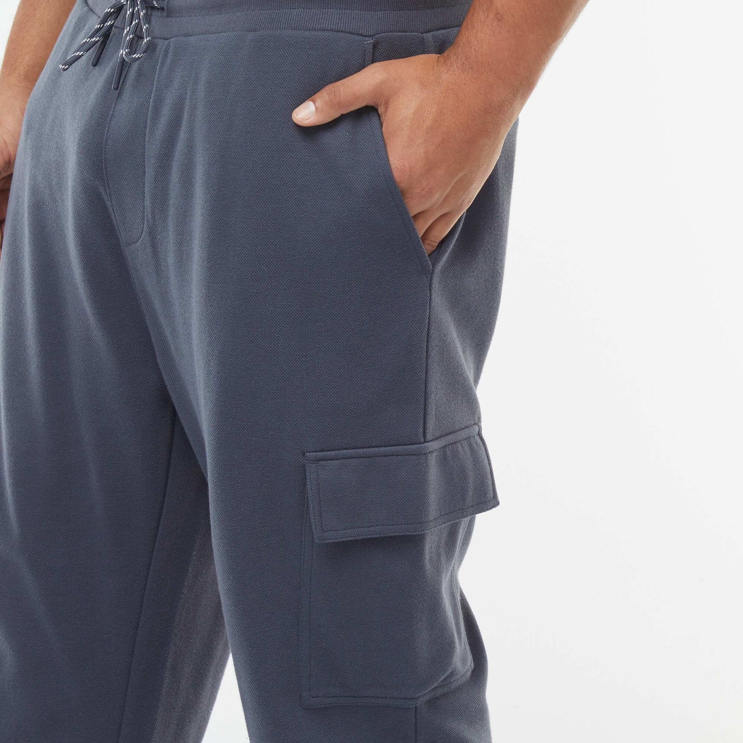 Piqué Knit Joggers with Flap Pockets BLUE