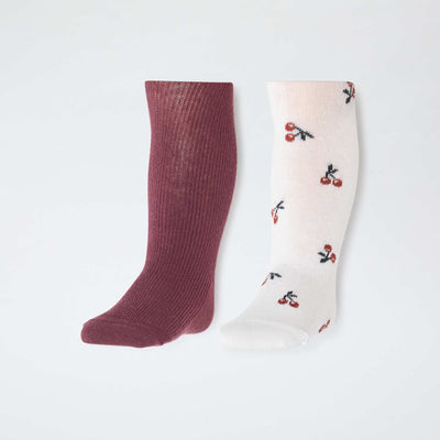 2-Pack of Warm Jersey Tights RED