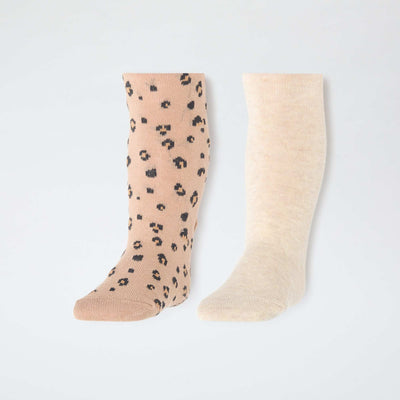 2-Pack of Warm Jersey Knit Tights BROWN