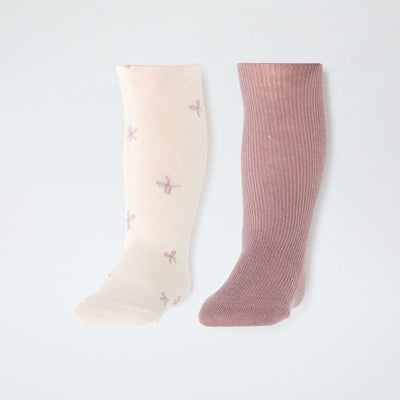 2-Pack of Warm Jersey Tights PINK