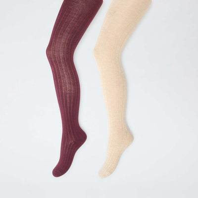 Warm ribbed knit tights - Pack of 2 BROWN