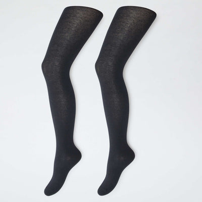 2-Pack of Solid Warm Tights BLACK