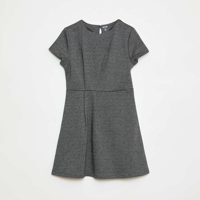 Milano Fit and Flare Short Sleeve Dress BLACK