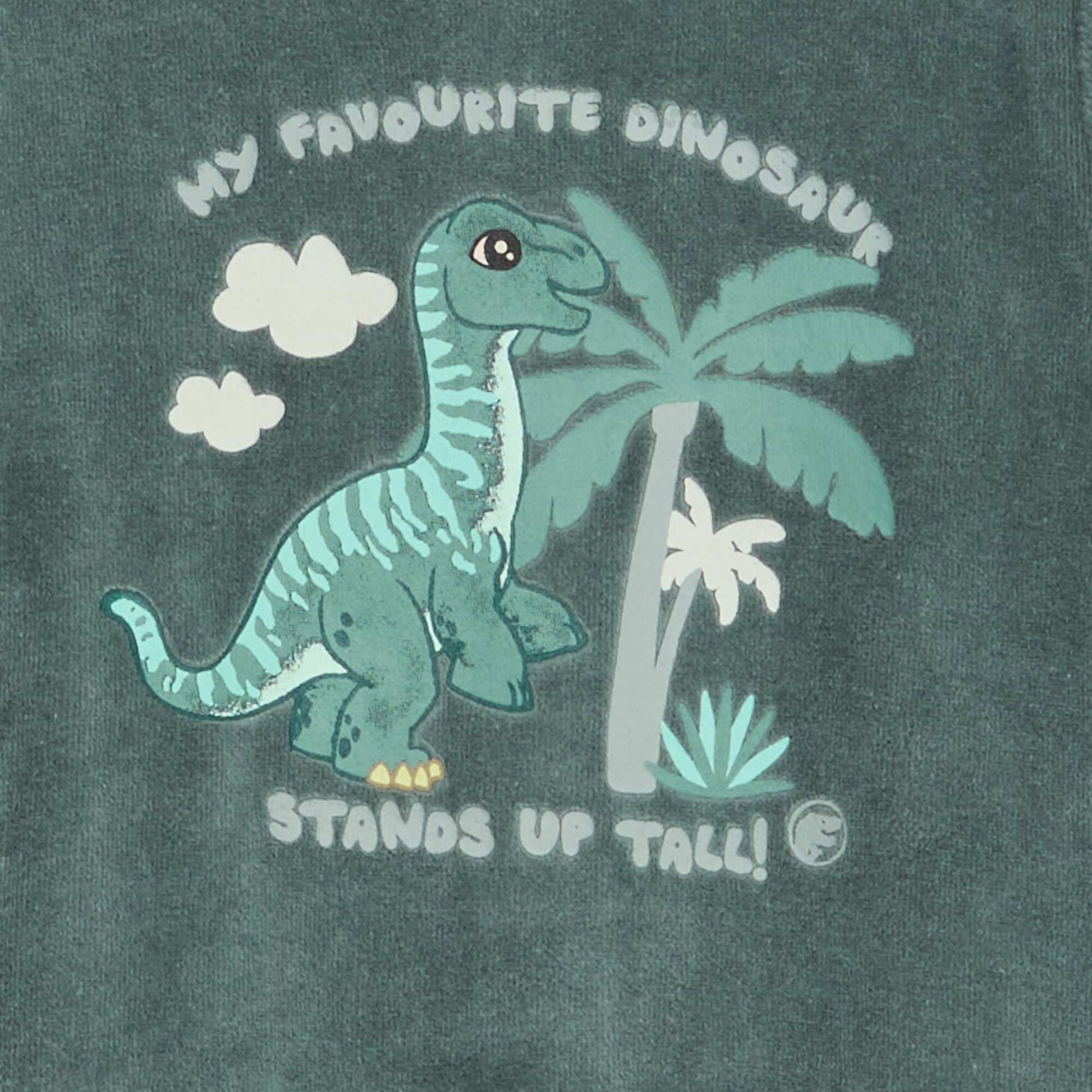 Cotton Velvet 'Jurassic World' Sleepsuit GREEN