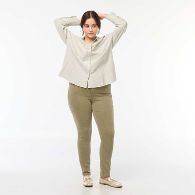 High-rise skinny trousers GREEN