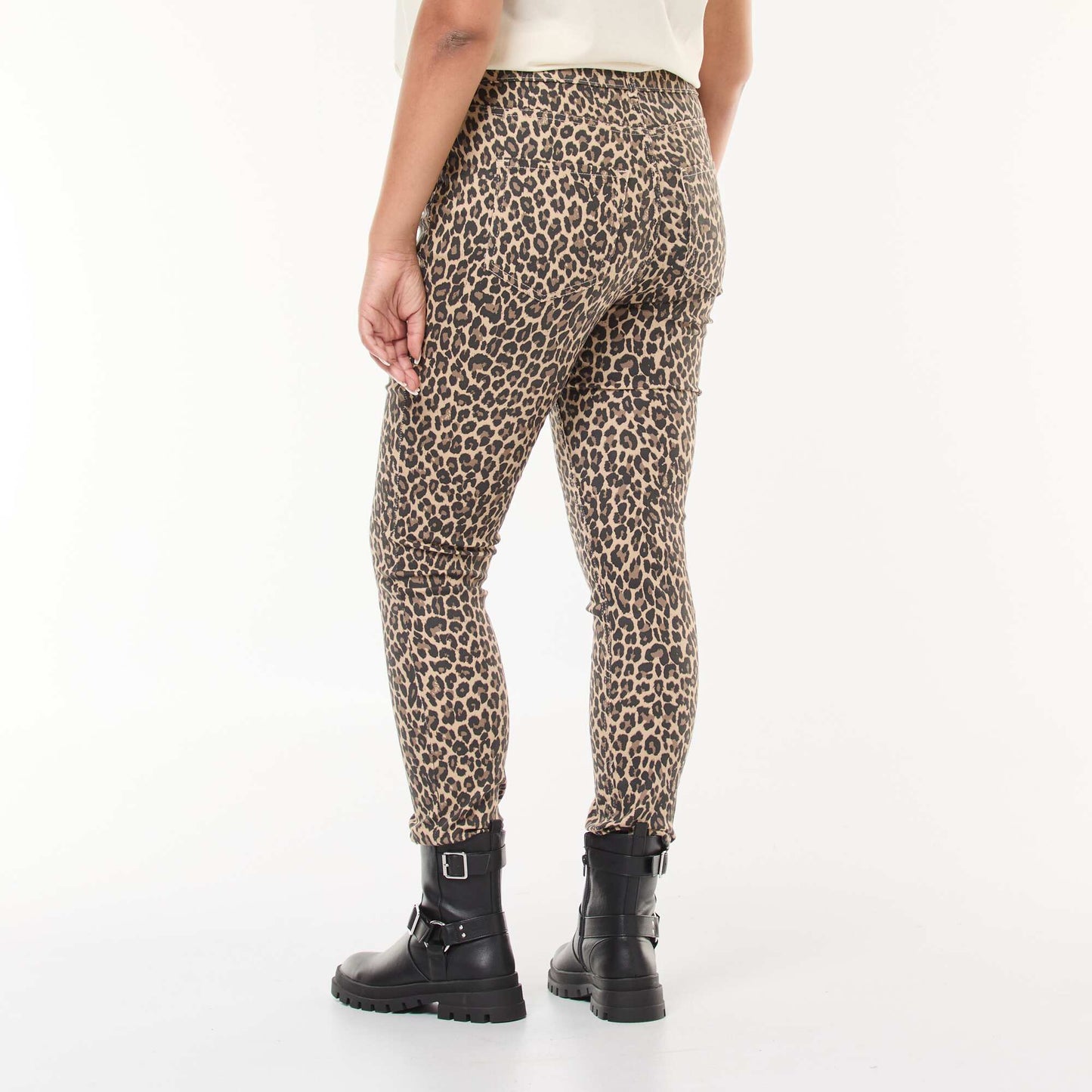 High-Waisted Skinny Trousers BEIGE