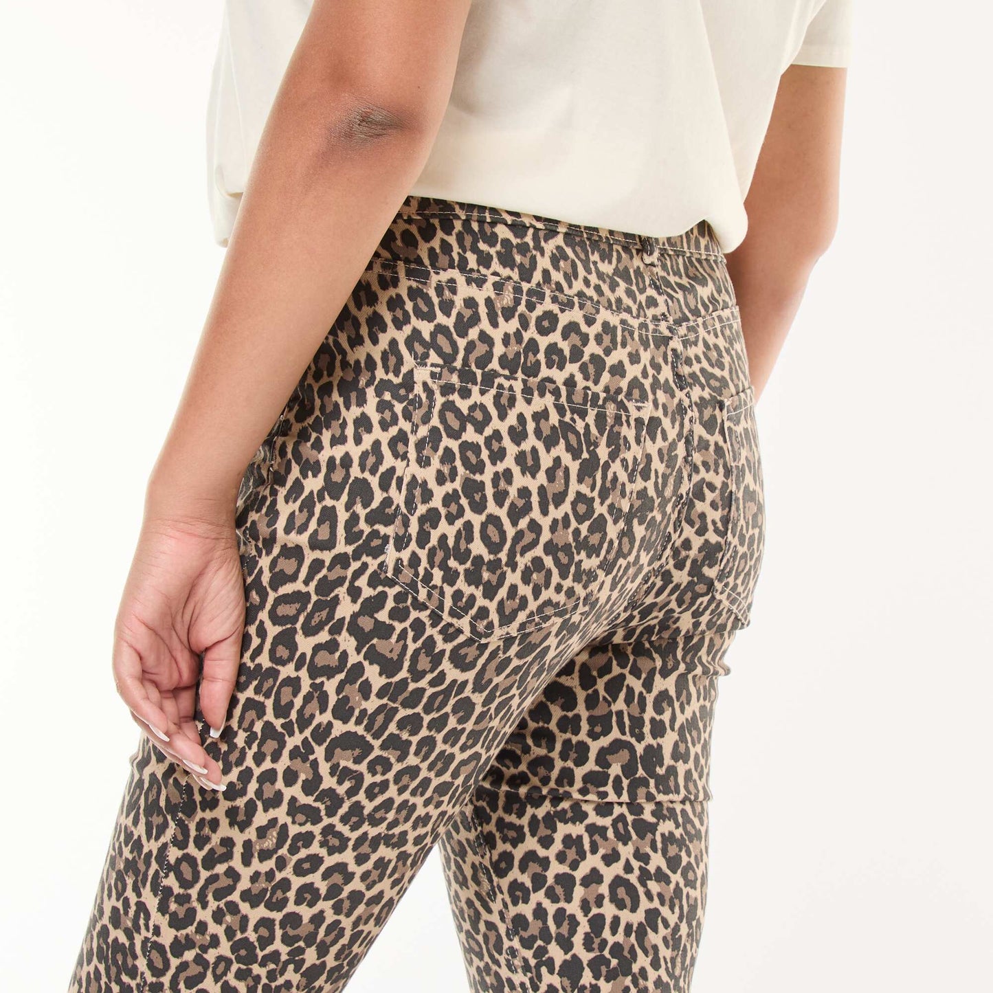 High-Waisted Skinny Trousers BEIGE