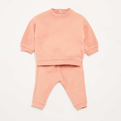Sweatshirt fabric sweater + trousers set - 2-piece set PINK