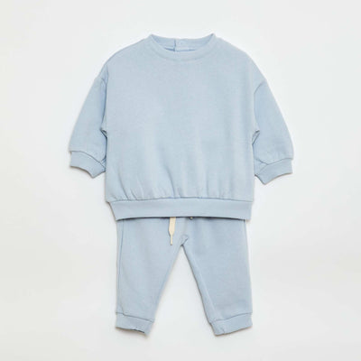Sweatshirt fabric sweater + trousers set - 2-piece set BLUE